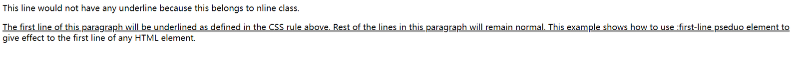 CSS :first-line pseudo-element