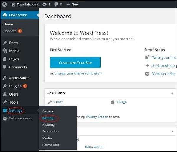 WordPress Writing Settings