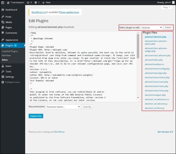 WordPress Plugin Settings