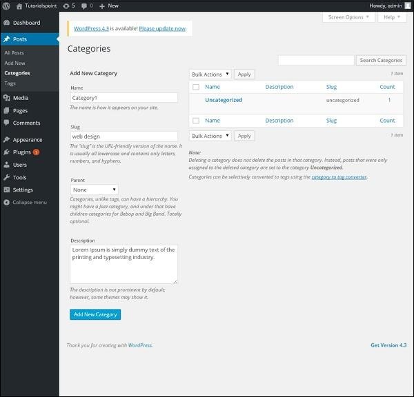 WordPress Add Category