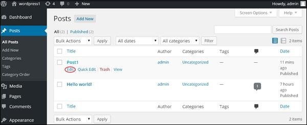 WordPress Edit Post