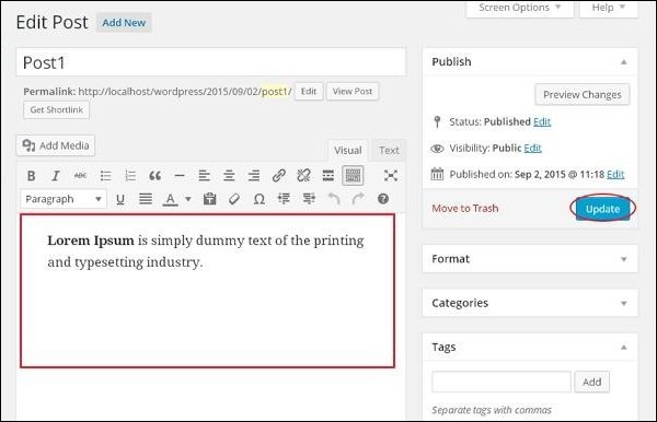 WordPress Edit Article