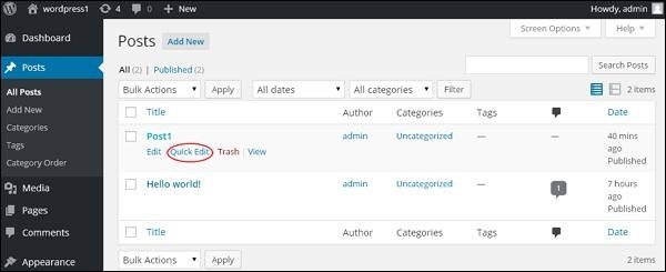 WordPress Edit Post
