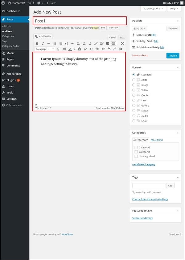 WordPress Publish Article