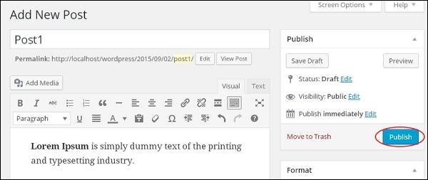 WordPress Publish Post