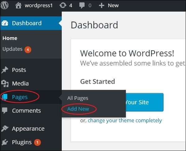 WordPress publishing page