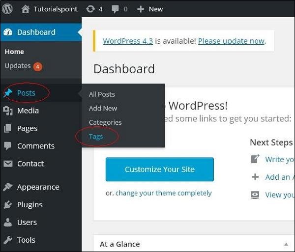WordPress add tag