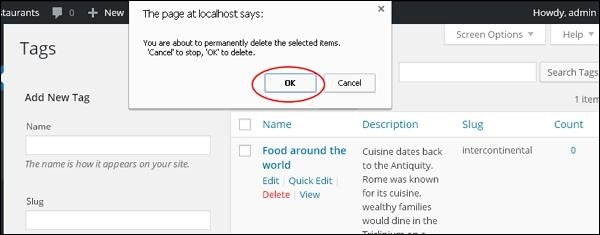 WordPress Delete Tag