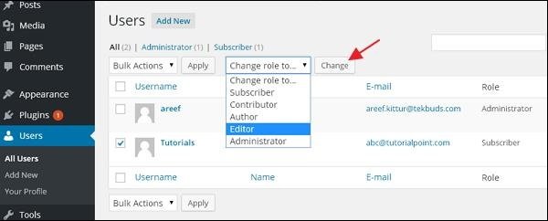WordPress Edit User