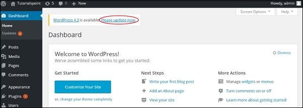 WordPress version update