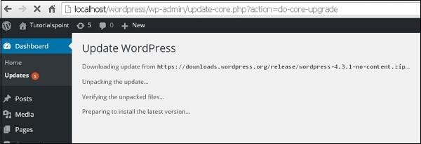 WordPress version update