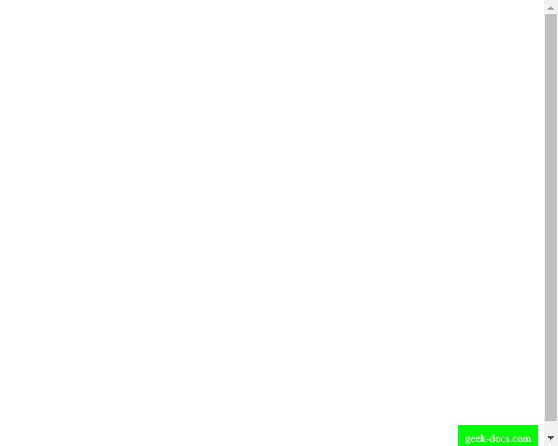 CSS sets the element's position in the bottom right corner