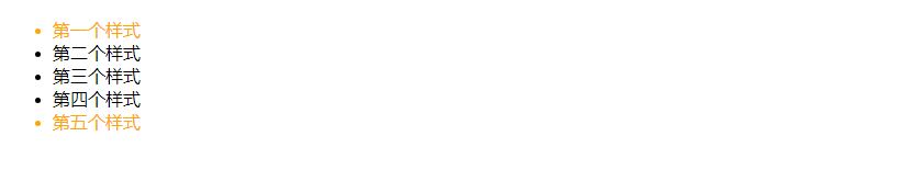 CSS list of styles